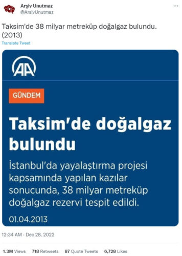 taksimde dogal gaz bulundu