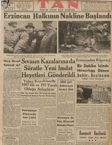 erzincan depremi gazete haberleri