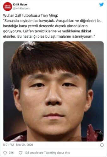 tian ming koronavirüs bulaştırmayın