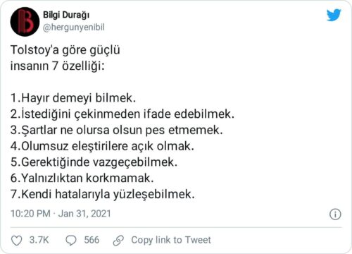 tolstoya göre güçlü insanların 7 özelliği