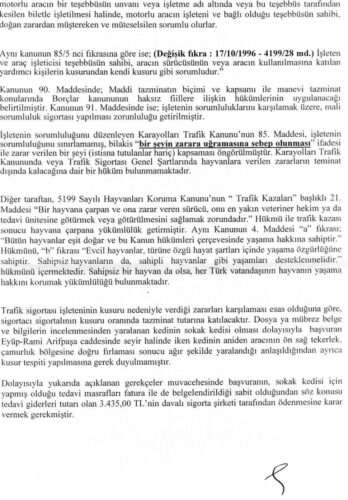 trafik kazasında zarar gören hayvanın tedavi gideri