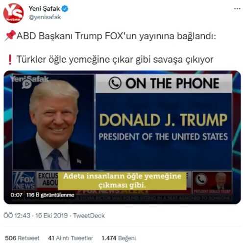 trump turkler ogle yemegine cikar gibi