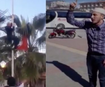 türk bayrağını indirmek isteyen