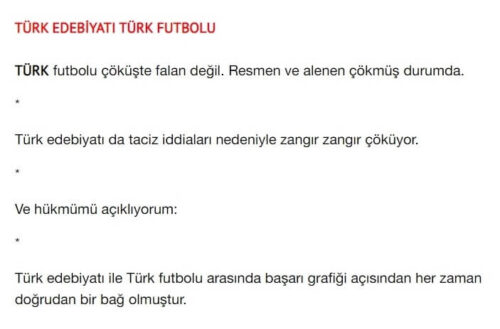türk edebiyatı türk futbolu