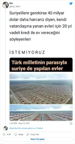 turk milletinin parasiyla suriyede yapilan evler iddiasi