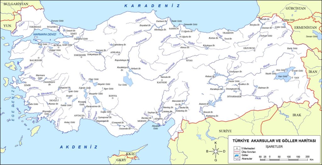 Türkiye akarsular haritası
