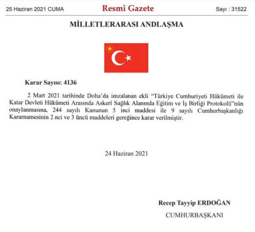 türkiye katar askeri işbirlik protokolü