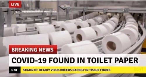Tuvalet kağıdında koronavirüs bulunduğu iddiasını içeren montaj alt bantlı görsel