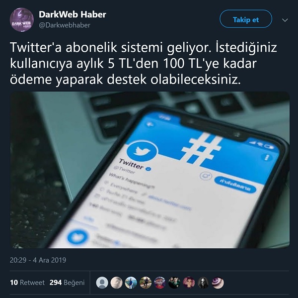 Twitter'a abonelik sistemi geldiğini öne süren paylaşım