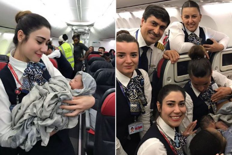 uçakta doğan bebek