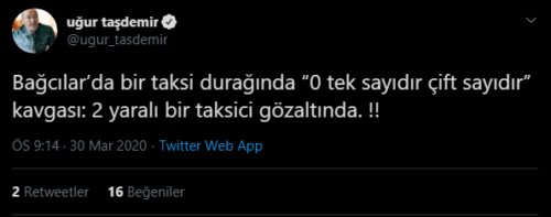 Bağcılardaki taksi durağında sıfırın tek sayı - çift sayı olduğuna dair kavga edildiği iddiasını içeren paylaşım