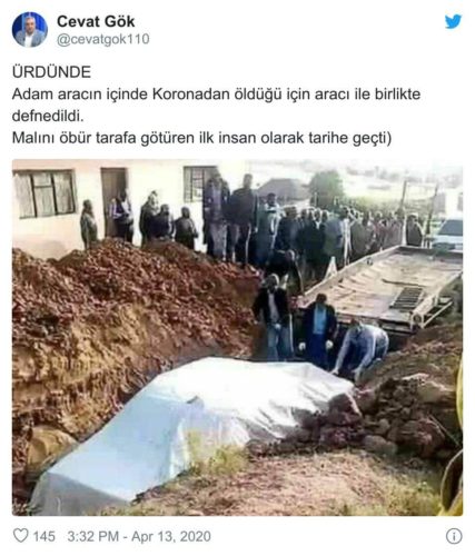 arabasıyla gömülen kişi