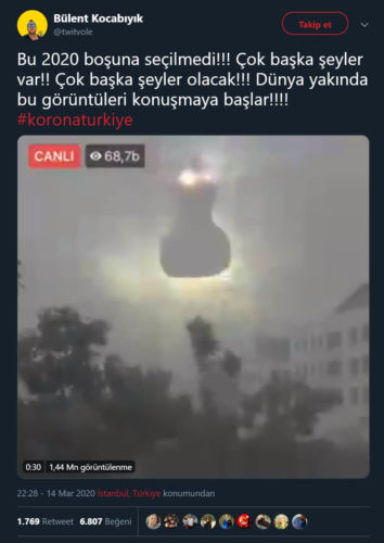 Uzaylının görüntülendiği iddiasını içeren tweet