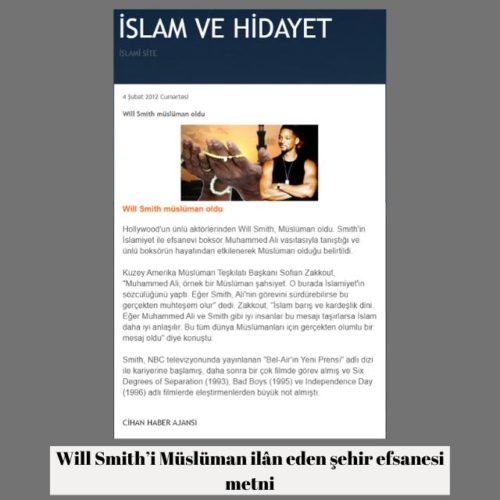 Will Smith'in Müslüman olduğu iddiasını içeren metin