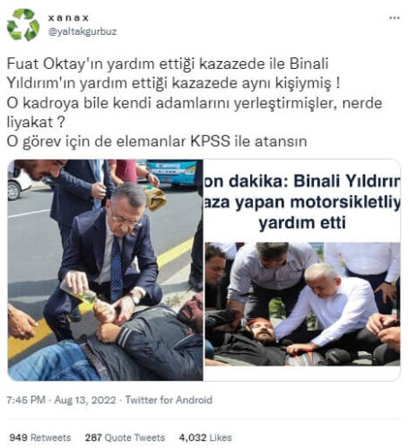 yardim ettigi kazazede ayni