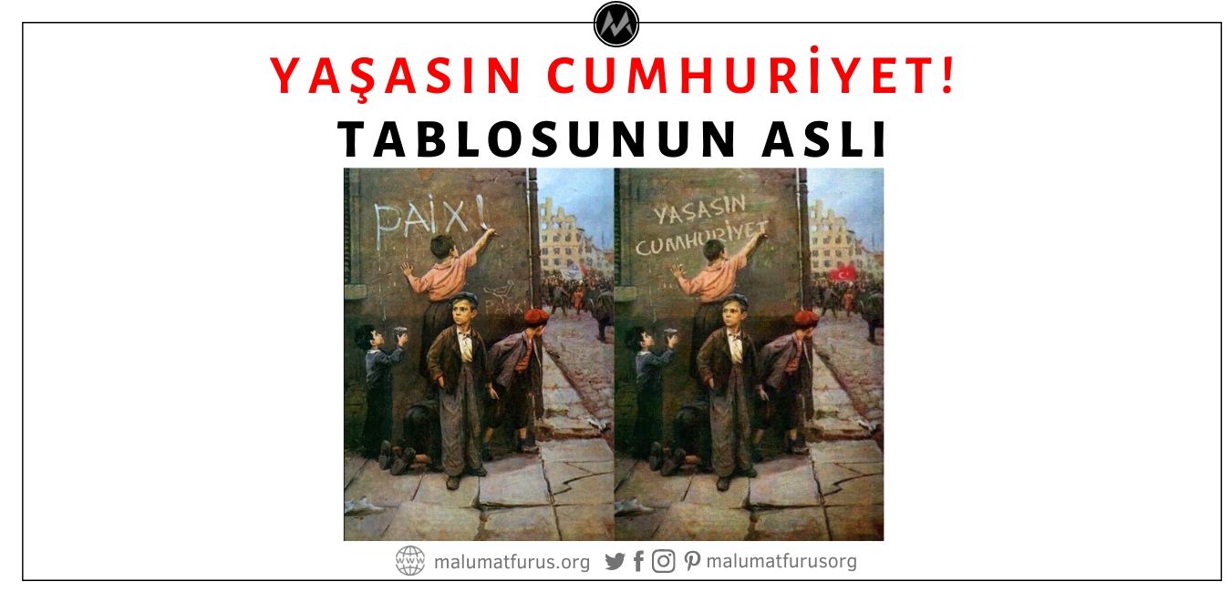 "Yaşasın Cumhuriyet" Sloganıyla Bilinen Tablo Fyodor Pavlovich Reshetnikov'in "Barış İçin" Adlı Tablosunun Montajlanmış Hâlidir