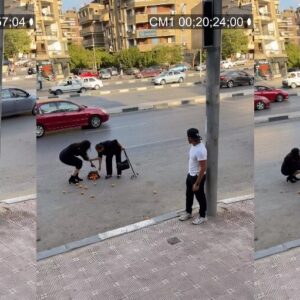 yasli kadina yardim eden kavga eden cift