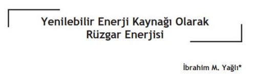 yenilebilir enerji kaynagi olarak ruzgar enerjisi