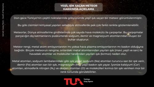 yesil icik sacan meteor