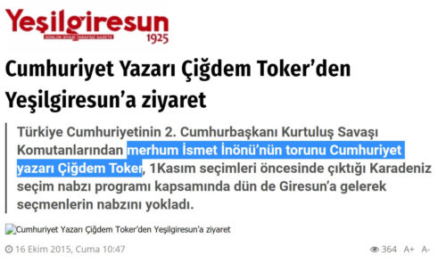 çiğdem toker ismet inönü