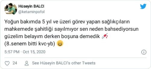 yoğun bakım çalışanı şahitliği