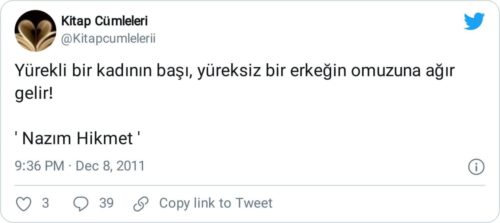 yürekli kadının başı yüreksiz erkeğin omzuna