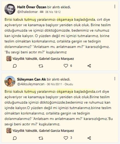 yüzyıllık yalnızlık birisi kabuk tutmuş yaralarımızı